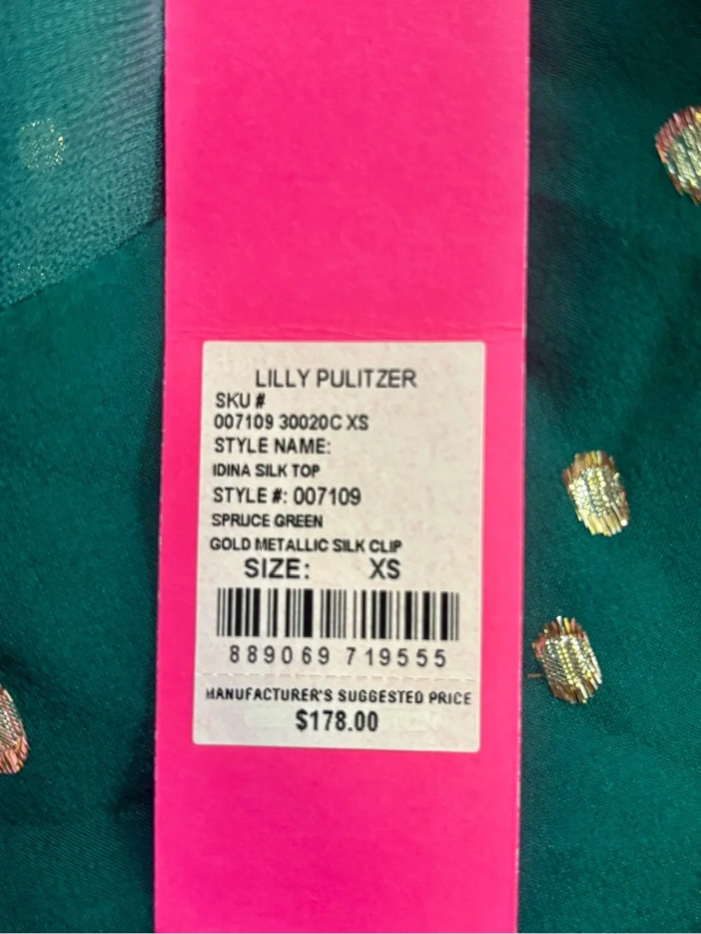 Lilly Pulitzer ladies green silk Idina long sleeve blouse NWT! MSRP $178!